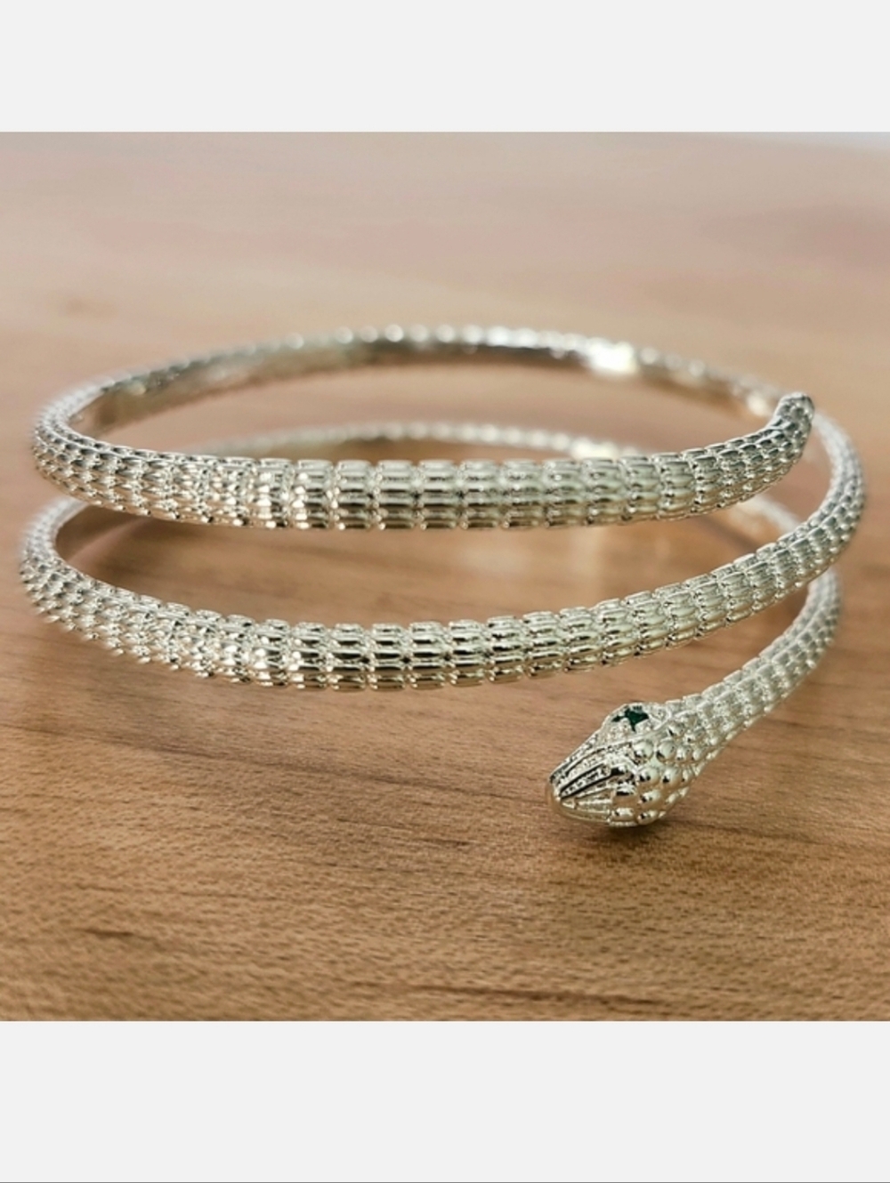 Snake Silver Bangle Structured Bracelet